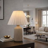 Modern European furniture - Gray Fluted Concrete Table Lamp - www.oroa.com