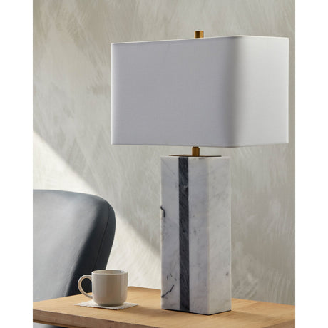 Modern European furniture - Marble White Linen Table Lamp - www.oroa.com
