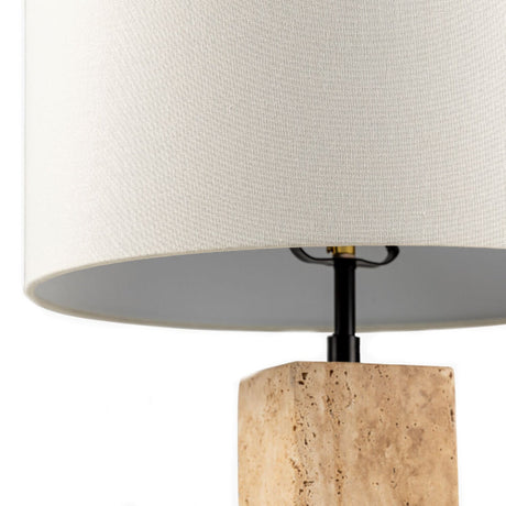 Modern European furniture - Travertine Cream Linen Table Lamp - www.oroa.com