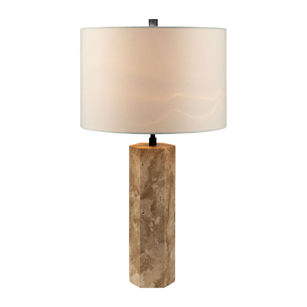   Travertine Cream Linen Table Lamp | Oroa.com