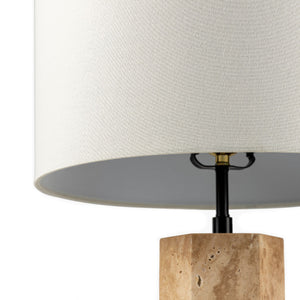   Travertine Cream Linen Table Lamp | Oroa.com