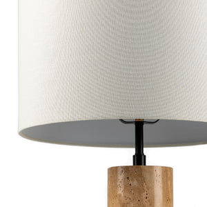   Travertine Cream Linen Table Lamp | Oroa.com