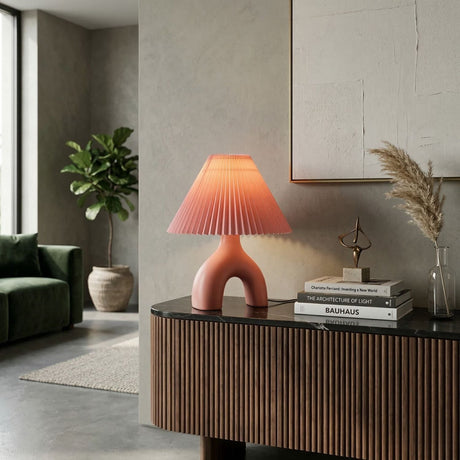Modern European furniture - Ceramic Cream Linen Table Lamp - www.oroa.com