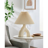 Modern European furniture - Ceramic Cream Linen Table Lamp - www.oroa.com