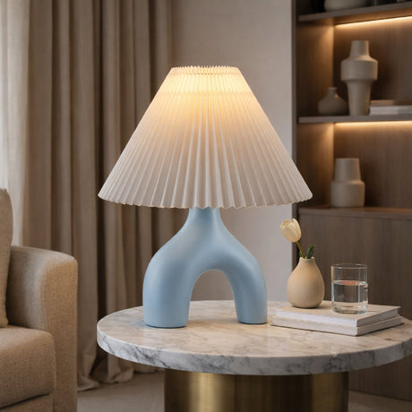 Modern European furniture - Ceramic White Linen Table Lamp - www.oroa.com