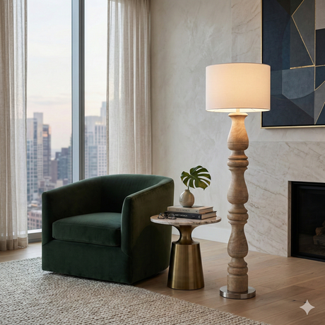   White Linen Accent Floor Lamp | Oroa.com