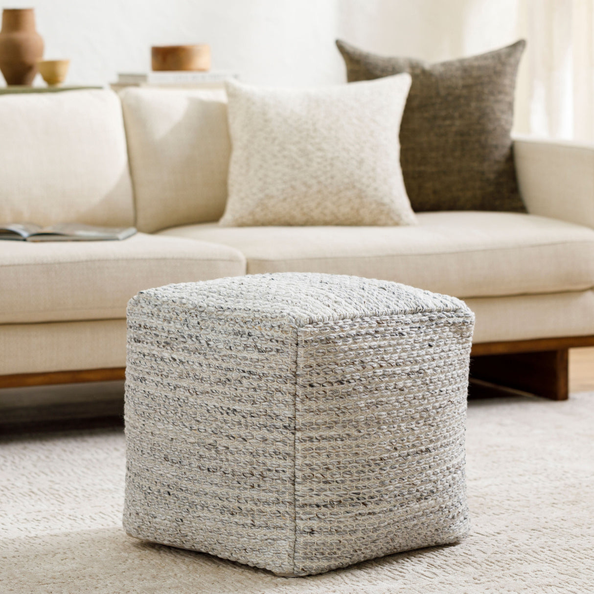   Woven Cube Outdoor Pouf | Oroa.com