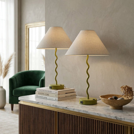 Modern European furniture - Wavy Iron Table Lamp Set (2) - www.oroa.com