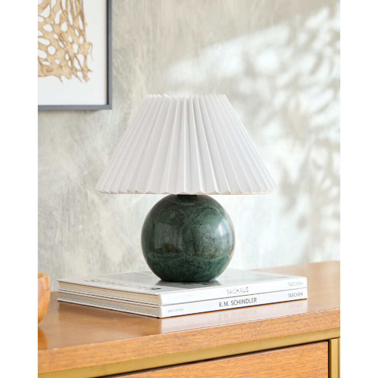   Pleated Linen Travertine Table Lamp | Oroa.com