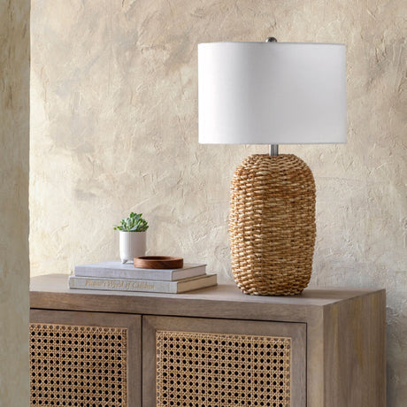 Modern European furniture - Rattan White Cotton Table Lamp - www.oroa.com