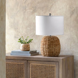 Modern European furniture - Rattan White Cotton Table Lamp - www.oroa.com