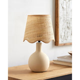 Modern European furniture - Wavy-Edge Rattan Ceramic Table Lamp - www.oroa.com