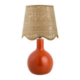 Modern European furniture - Wavy-Edge Rattan Ceramic Table Lamp - www.oroa.com