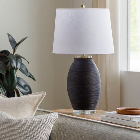Modern European furniture -  Cement Base Linen Table Lamp - www.oroa.com