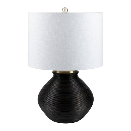 Modern European furniture -  Rounded Cement Linen Table Lamp - www.oroa.com
