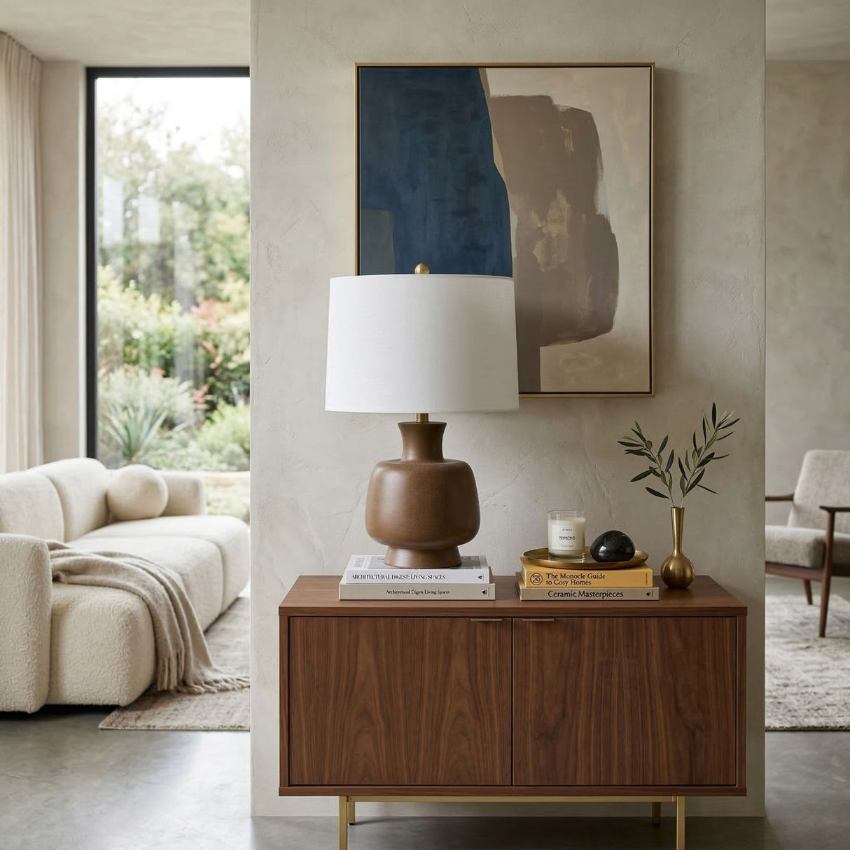   Painted Base Linen Table Lamp | Oroa.com