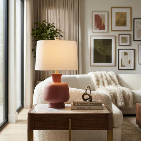 Modern European furniture - Painted Base Linen Table Lamp - www.oroa.com