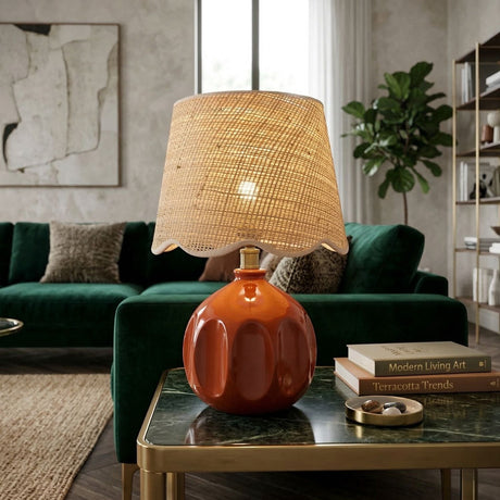 Modern European furniture - Wavy Rattan Accent Table Lamp - www.oroa.com