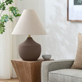 Modern European furniture - Ceramic Beige Linen Table Lamp - www.oroa.com