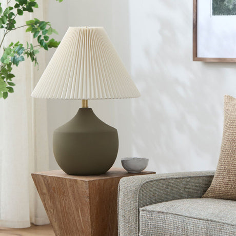Modern European furniture - Ceramic Beige Linen Table Lamp - www.oroa.com