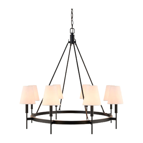   Modern European furniture - Black Metal Ring 8-Light Chandelier - www.oroa.com | Oroa.com