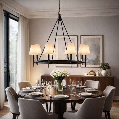   Modern European furniture - Black Metal Ring 8-Light Chandelier - www.oroa.com | Oroa.com