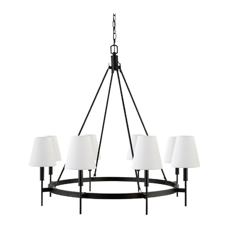 Modern European furniture - Black Metal Ring 8-Light Chandelier - www.oroa.com