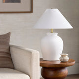 Modern European furniture - Ceramic White Linen Table Lamp - www.oroa.com
