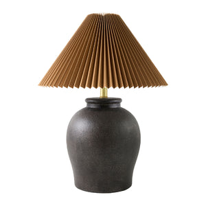   Brown Pleated Linen Table Lamp | Oroa.com