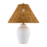 Modern European furniture - Brown Rattan Ceramic Table Lamp - www.oroa.com