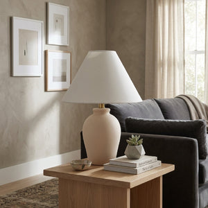   White Linen Empire Table Lamp | Oroa.com