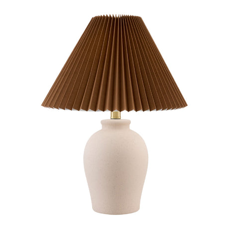 Modern European furniture - Brown Linen Pleated Table Lamp - www.oroa.com