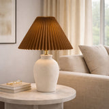 Modern European furniture - Brown Linen Pleated Table Lamp - www.oroa.com