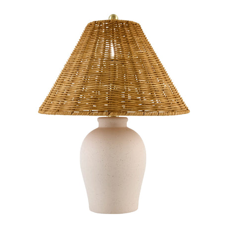 Modern European furniture - Brown Rattan Ceramic Table Lamp - www.oroa.com