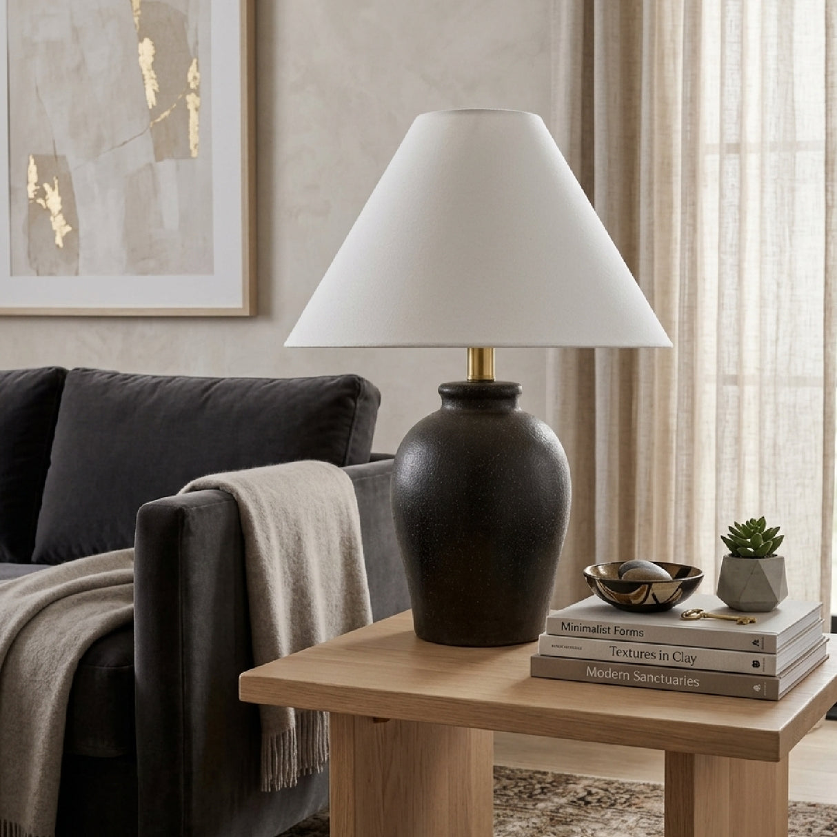   White Linen Empire Table Lamp | Oroa.com