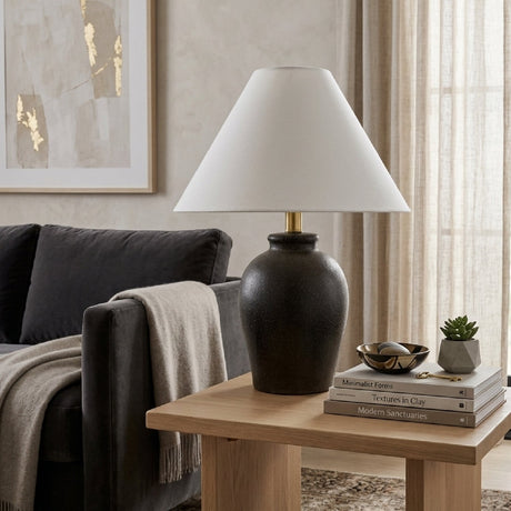 Modern European furniture - White Linen Empire Table Lamp - www.oroa.com