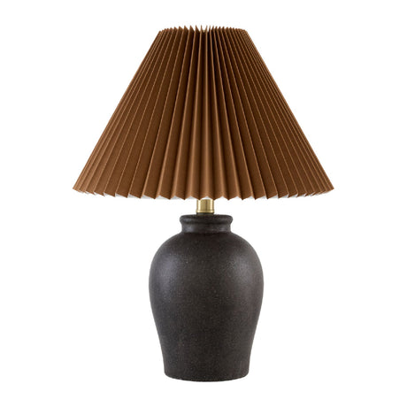 Modern European furniture - Brown Linen Pleated Table Lamp - www.oroa.com