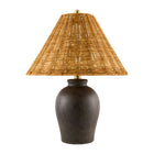 Modern European furniture - Brown Rattan Ceramic Table Lamp - www.oroa.com