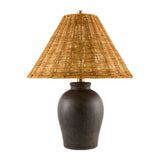 Modern European furniture - Brown Rattan Ceramic Table Lamp - www.oroa.com