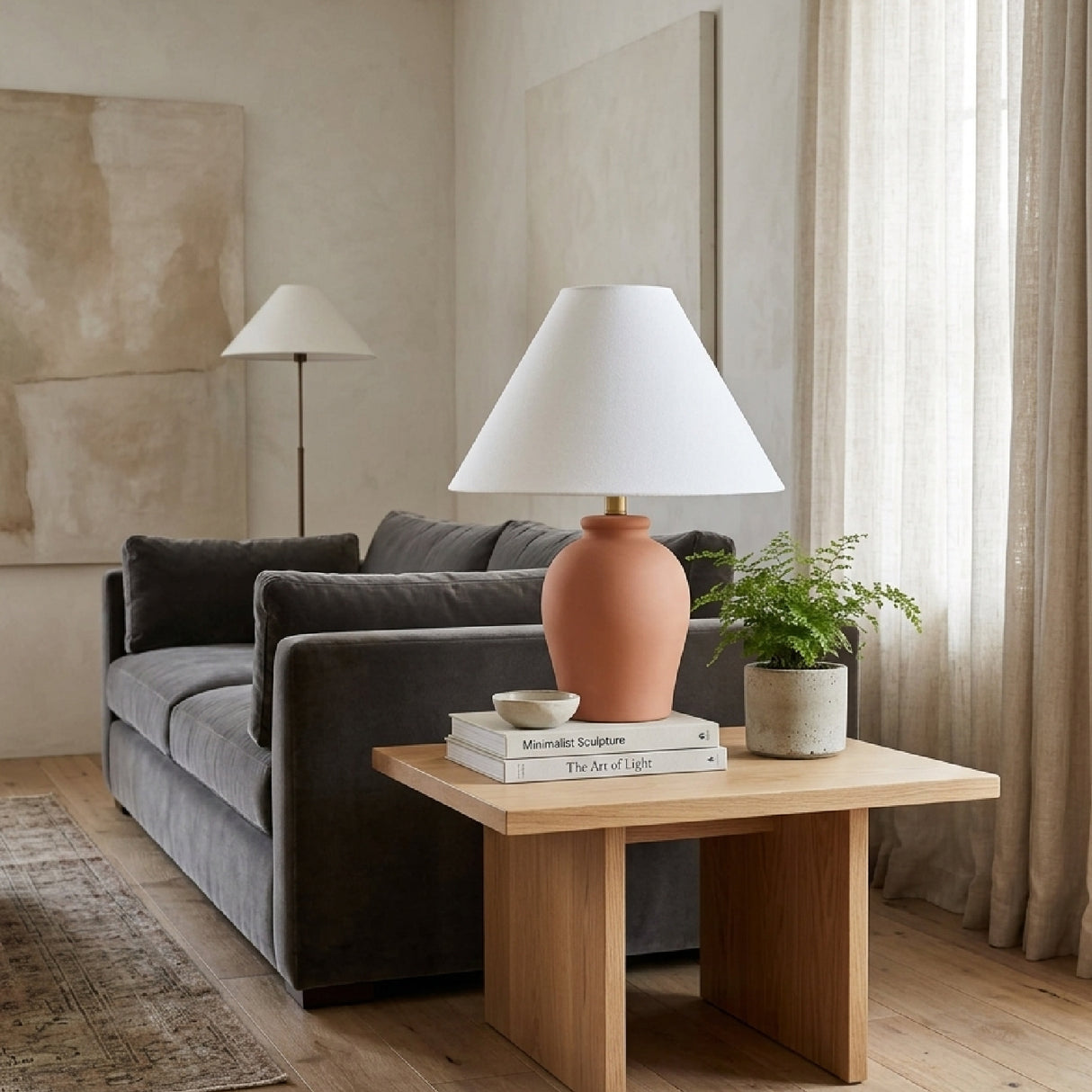   White Linen Empire Table Lamp | Oroa.com