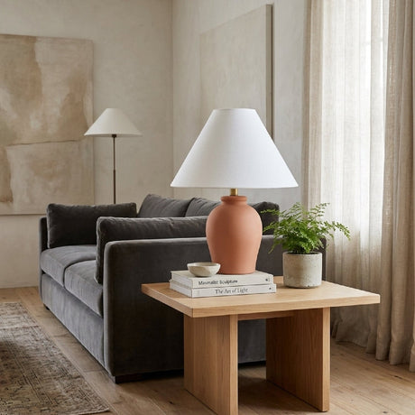 Modern European furniture - White Linen Empire Table Lamp - www.oroa.com