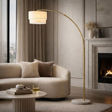 Modern European furniture - 2-Tier White Linen Floor Lamp - www.oroa.com