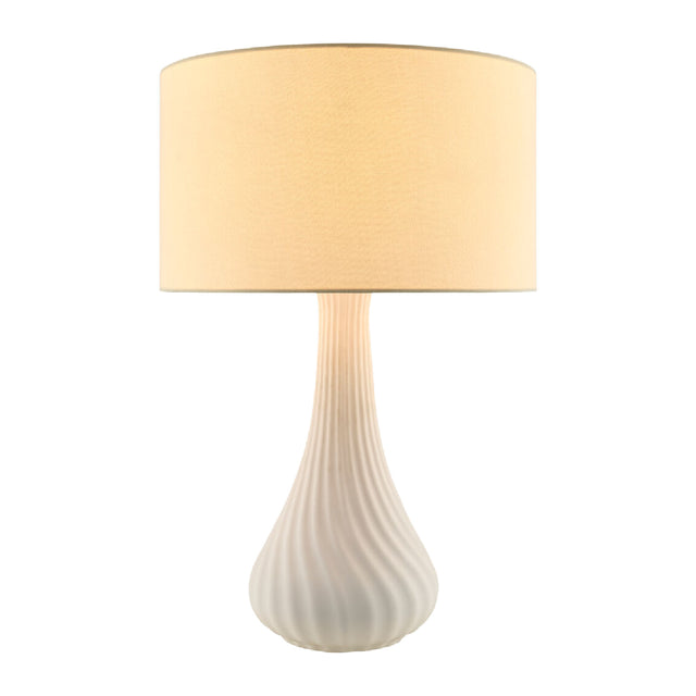 White Concrete Linen Table Lamp | Kuda Home Cabezon | Oroa.com