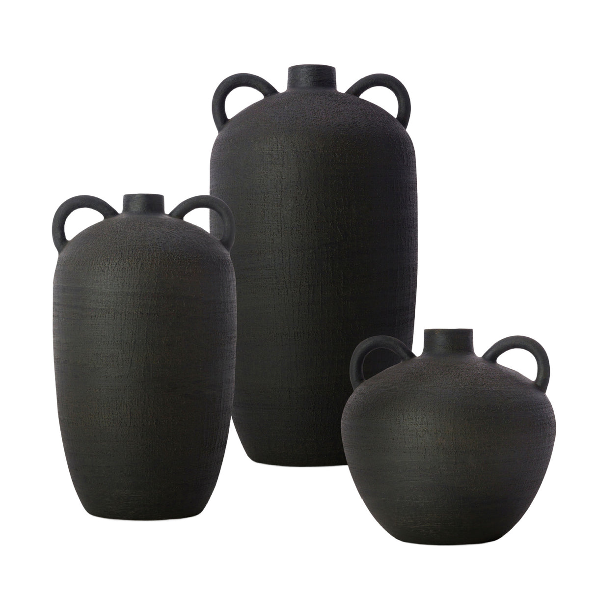   Matte Black Ceramic Vase Set (3) | Oroa.com