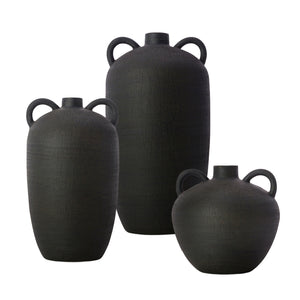   Matte Black Ceramic Vase Set (3) | Oroa.com