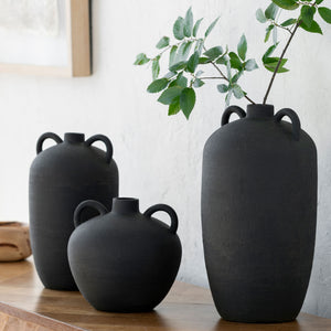   Matte Black Ceramic Vase Set (3) | Oroa.com