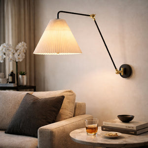   White Pleated Shade Wall Lamp | Oroa.com