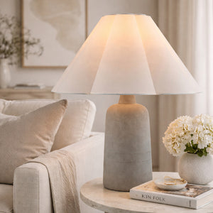   Modern European furniture - White Cotton Concrete Table Lamp - www.oroa.com | Oroa.com