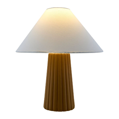 Modern European furniture - Fluted Ceramic Linen Table Lamp - www.oroa.com