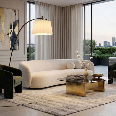   White Linen Scalloped Floor Lamp | Oroa.com